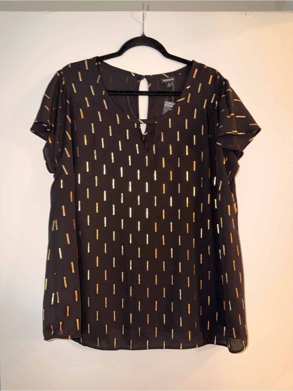 torrid Black Blouse with Gold Dash Accents